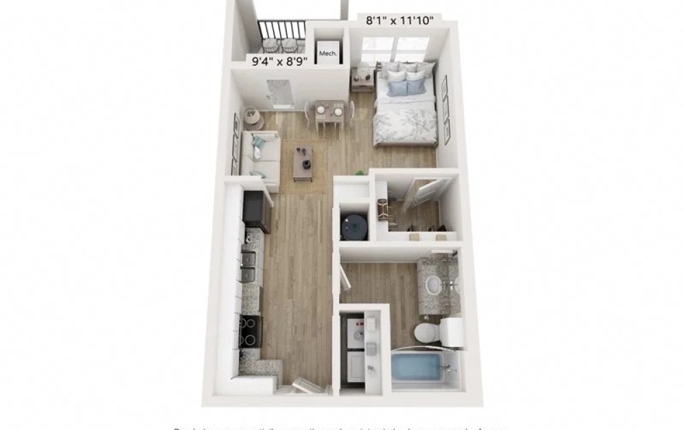 S1 - Studio floorplan layout with 1 bathroom and 494 square feet S1 - Studio floorplan layout with 1 bathroom and 494 square feet